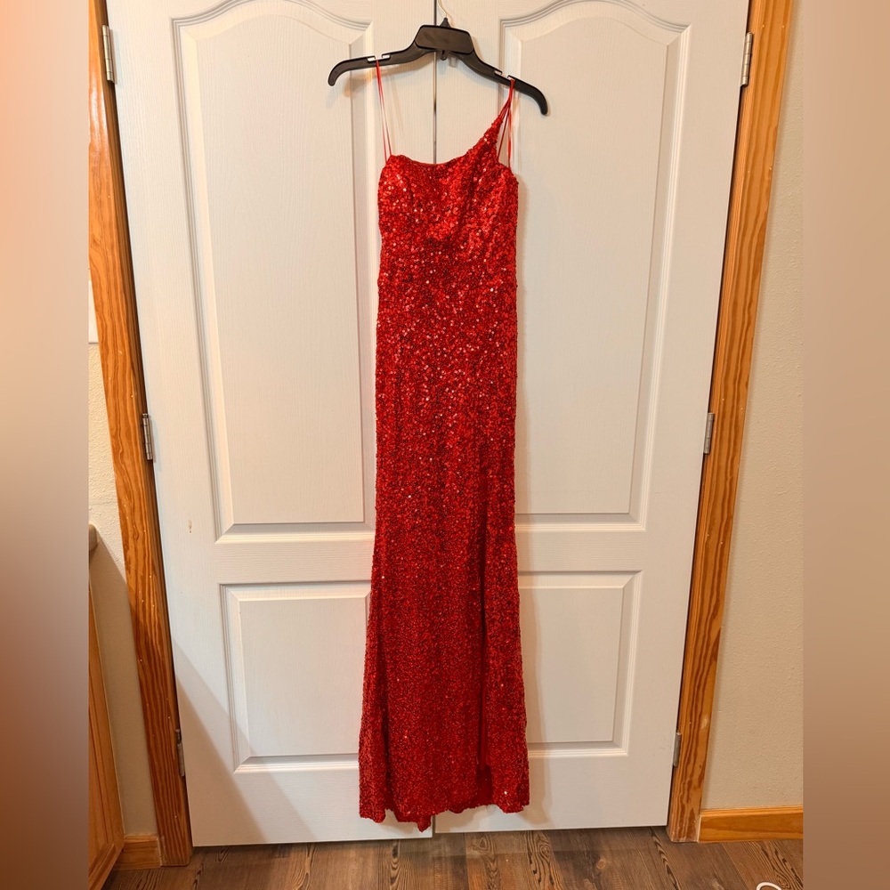 Red sequin formal dress